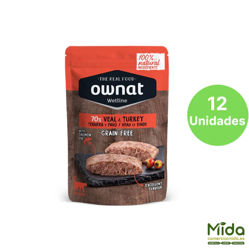 Alimento Húmedo OWNAT Wetline Pouch Veal & Turkey para Gatos - Image 2