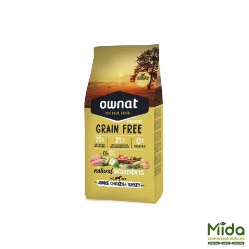 Pienso OWNAT Grain Free Prime Junior Pollo & Pavo para Cachorros